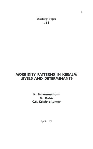 Book cover: Morbidity patterns in Kerala